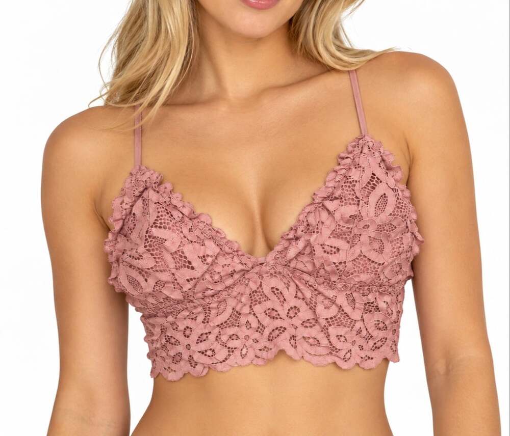 Love Tree Crochet Lace Bralette in Dusty Rose